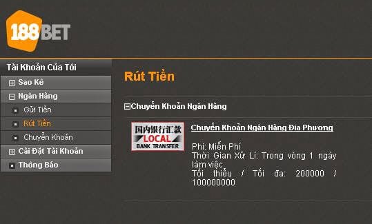 Hướng dẫn cách rút tiền 188BET nhanh chóng dễ dàng hình 1